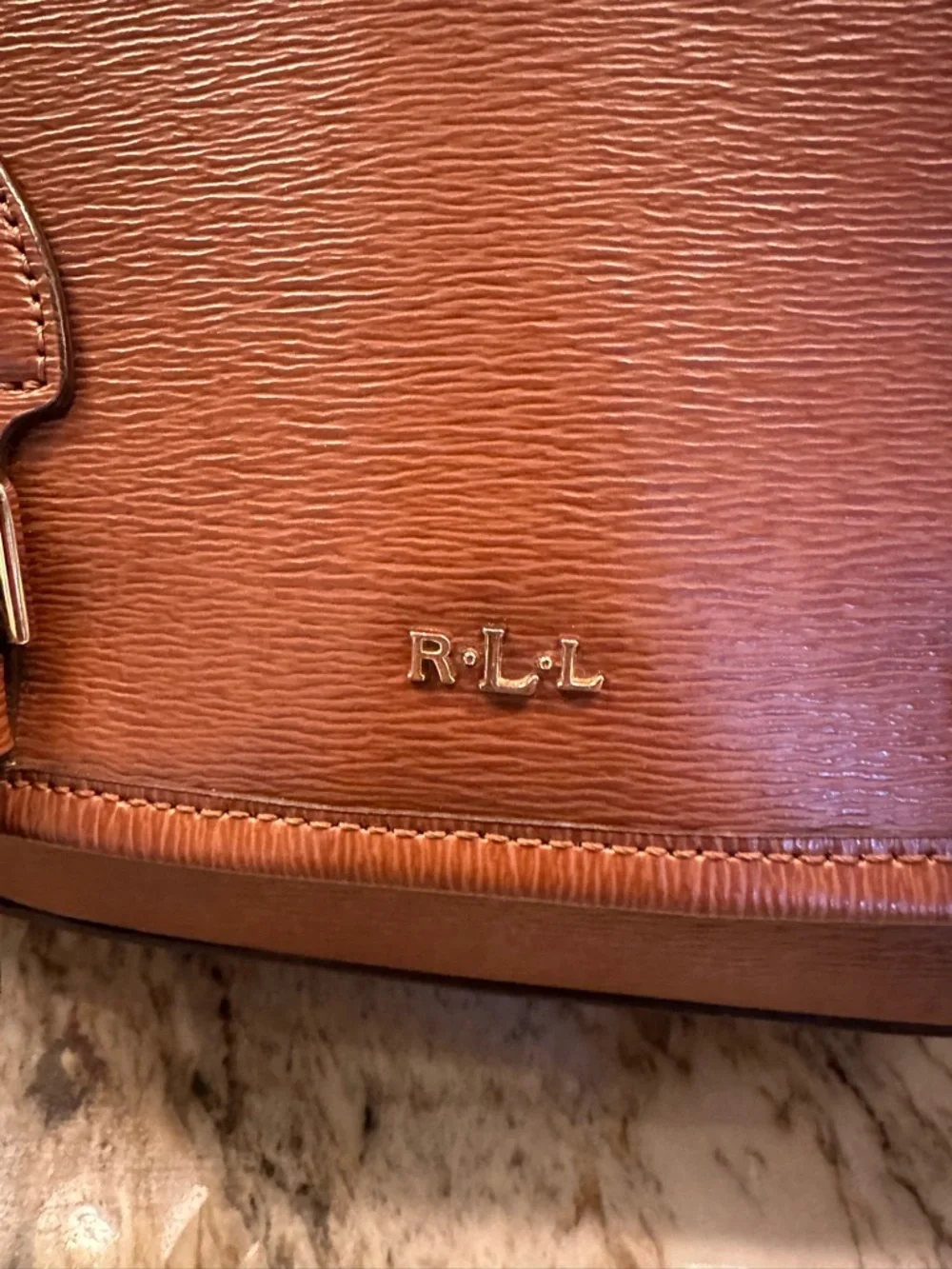 Ralph Lauren Tan Leather Crossbody with Embroidered Strap - Picture 2 of 7